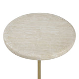 Adames Brass/White Travertine Drink Table