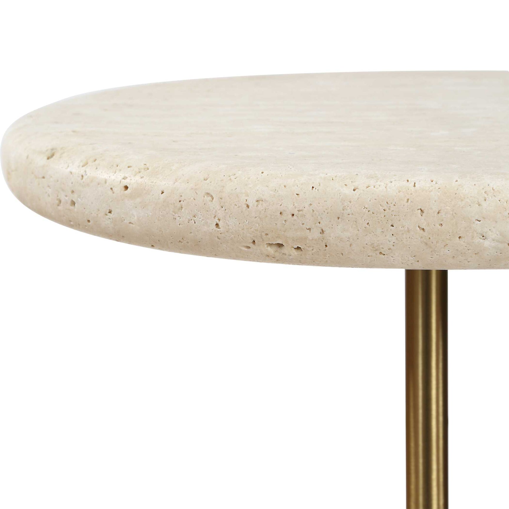 Adames Brass/White Travertine Drink Table