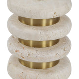 Adames Brass/White Travertine Drink Table