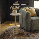 Adames Brass/White Travertine Drink Table