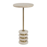 Adames Brass/White Travertine Drink Table