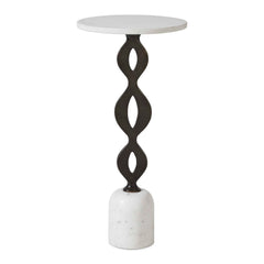 Ila White Round Drink Table - Ornate Home