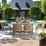 Harbor Brown/Woodtone Herringbone Indoor-Outdoor Dining Table