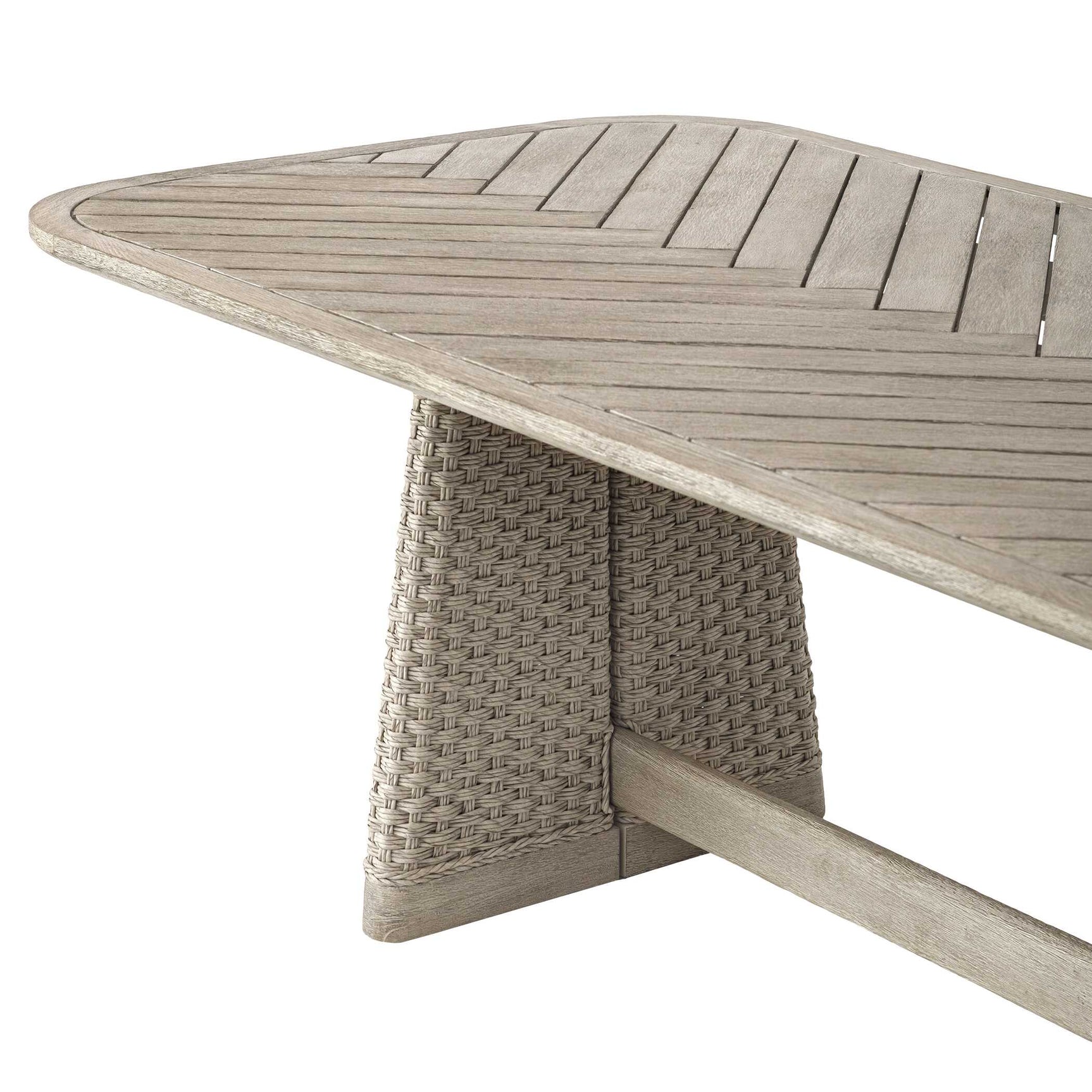 Harbor Brown/Woodtone Herringbone Indoor-Outdoor Dining Table