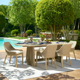 Harbor Brown/Woodtone Herringbone Indoor-Outdoor Dining Table