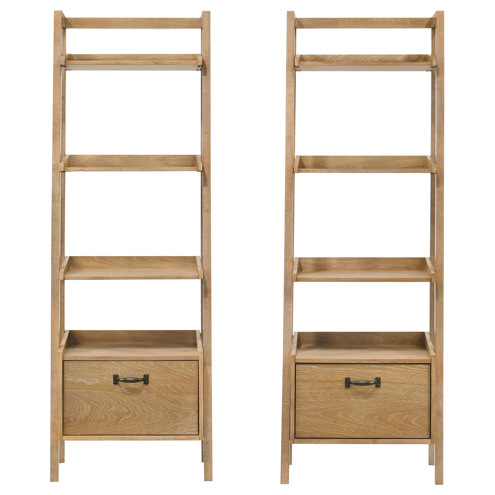 Fabian Distressed Light Brown 2-piece 3-shelf Bookshelf with Drawer - Ornate Home