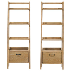 Fabian Distressed Light Brown 2-piece 3-shelf Bookshelf with Drawer - Ornate Home