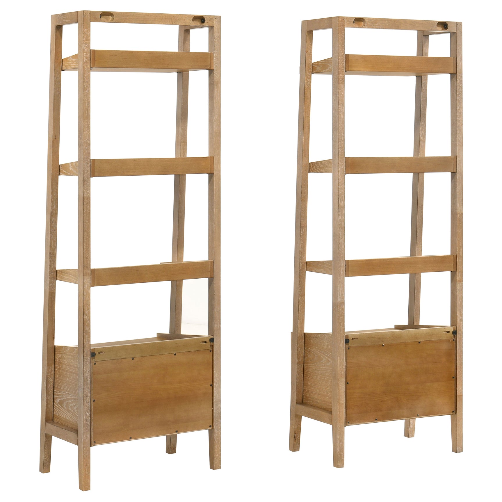 Fabian Distressed Light Brown 2-piece 3-shelf Bookshelf with Drawer - Ornate Home