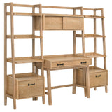 Fabian Distressed Light Brown 2-piece 3-shelf Bookshelf with Drawer - Ornate Home