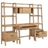 Fabian Distressed Light Brown 4-piece Computer Desk and Bookshelf Set - Ornate Home