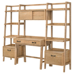 Fabian Distressed Light Brown 4-piece Computer Desk and Bookshelf Set - Ornate Home