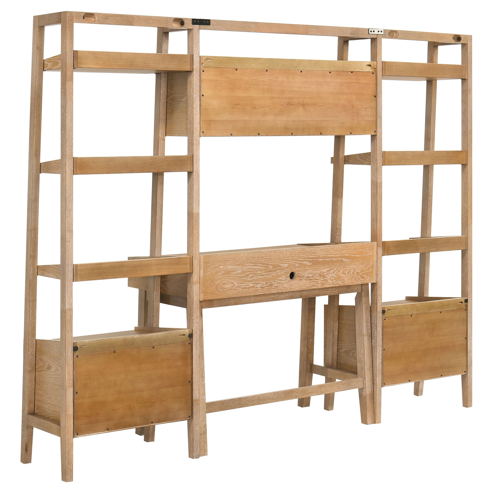 Fabian Distressed Light Brown 4-piece Computer Desk and Bookshelf Set - Ornate Home