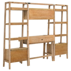 Fabian Distressed Light Brown 4-piece Computer Desk and Bookshelf Set - Ornate Home