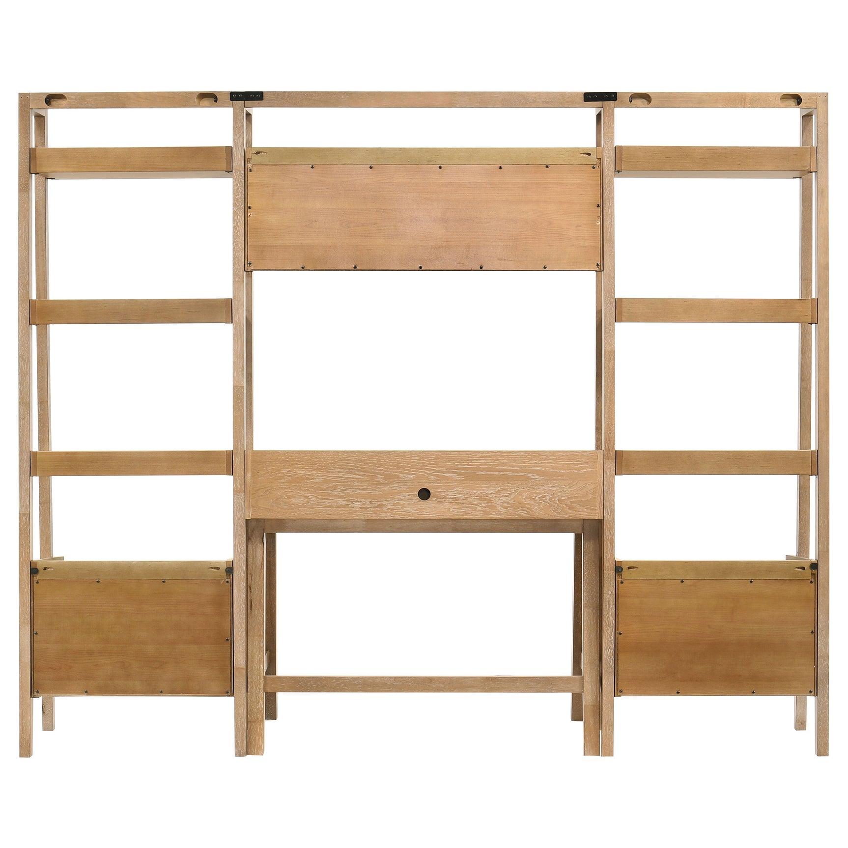 Fabian Distressed Light Brown 4-piece Computer Desk and Bookshelf Set - Ornate Home