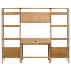 Fabian Distressed Light Brown 4-piece Computer Desk and Bookshelf Set - Ornate Home