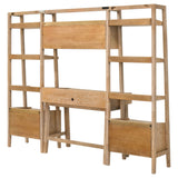 Fabian Distressed Light Brown 4-piece Computer Desk and Bookshelf Set - Ornate Home