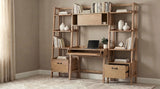 Fabian Distressed Light Brown Bookshelf Bridge with Cubbies - Ornate Home