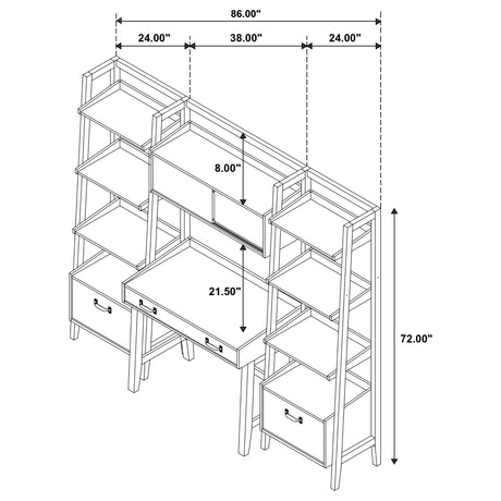 Fabian Distressed Light Brown Bookshelf Bridge with Cubbies - Ornate Home
