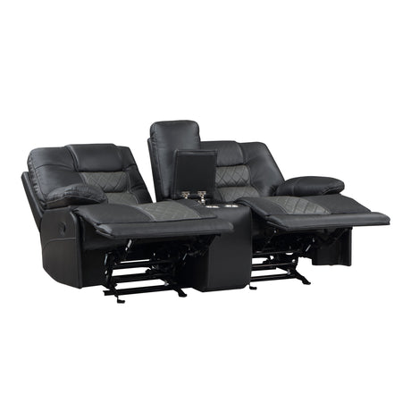 Fabian Gray Double Glider Reclining Loveseat - Ornate Home