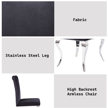 Fabiola Black & Stainless Steel Side Chair (Set of 2) - Ornate Home