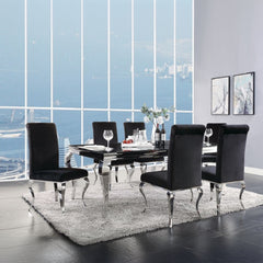 Fabiola Black & Stainless Steel Side Chair (Set of 2) - Ornate Home