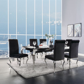 Fabiola Black & Stainless Steel Side Chair (Set of 2) - Ornate Home