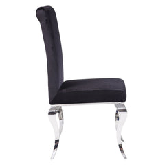 Fabiola Black & Stainless Steel Side Chair (Set of 2) - Ornate Home