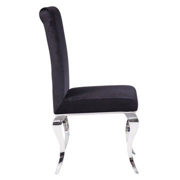 Fabiola Black & Stainless Steel Side Chair (Set of 2) - Ornate Home