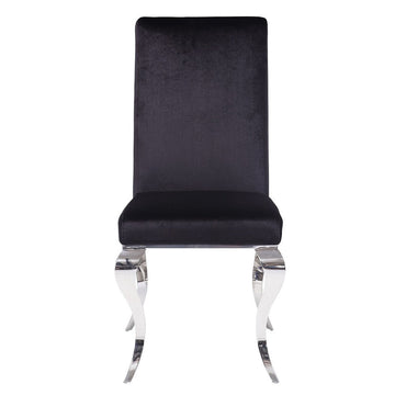 Fabiola Black & Stainless Steel Side Chair (Set of 2) - Ornate Home
