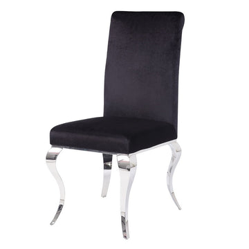 Fabiola Black & Stainless Steel Side Chair (Set of 2) - Ornate Home