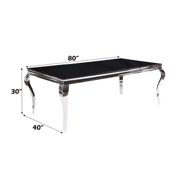 Fabiola Black Tempered Glass Dining Table - Ornate Home
