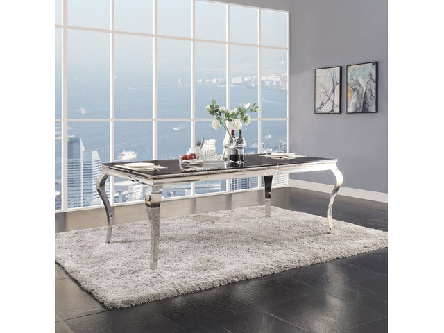 Fabiola Black Tempered Glass Dining Table - Ornate Home