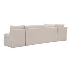 Fable Beige L Shape Slipcover 125.5" Dining Banquette - Ornate Home