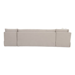 Fable Beige L Shape Slipcover 125.5" Dining Banquette - Ornate Home