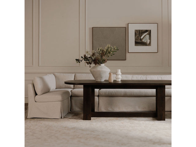 Fable Beige L Shape Slipcover 125.5" Dining Banquette - Ornate Home