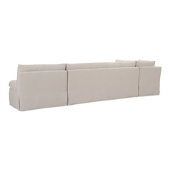 Fable Beige L Shape Slipcover 139.5" Dining Banquette - Ornate Home