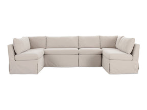 Fable Beige U Shape Slipcover Dining Banquette 121 in - Ornate Home