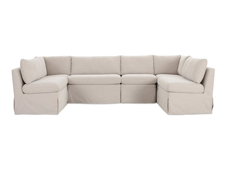 Fable Beige U Shape Slipcover Dining Banquette 121 in - Ornate Home