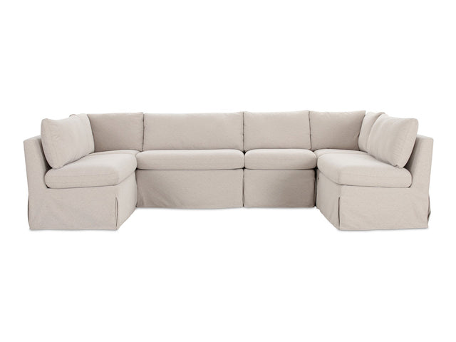 Fable Beige U Shape Slipcover Dining Banquette 121 in - Ornate Home