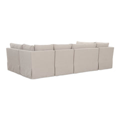 Fable Beige U Shape Slipcover Dining Banquette 121 in - Ornate Home