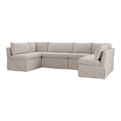 Fable Beige U Shape Slipcover Dining Banquette 121 in - Ornate Home