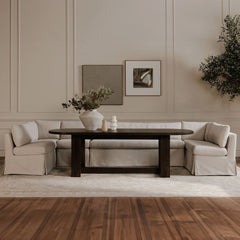 Fable Beige U Shape Slipcover Dining Banquette 121 in - Ornate Home