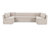 Fable Beige U Shape Slipcover Dining Banquette 129 in - Ornate Home