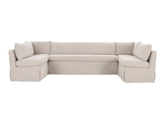 Fable Beige U Shape Slipcover Dining Banquette 129 in - Ornate Home