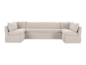 Fable Beige U Shape Slipcover Dining Banquette 129 in - Ornate Home