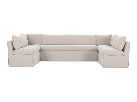 Fable Beige U Shape Slipcover Dining Banquette 129 in - Ornate Home