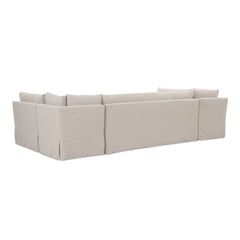 Fable Beige U Shape Slipcover Dining Banquette 129 in - Ornate Home