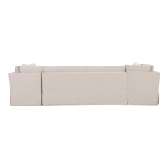 Fable Beige U Shape Slipcover Dining Banquette 129 in - Ornate Home