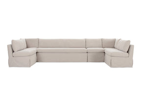 Fable Beige U Shape Slipcover Dining Banquette 154 in - Ornate Home