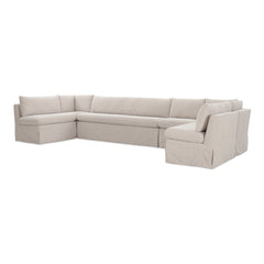 Fable Beige U Shape Slipcover Dining Banquette 154 in - Ornate Home